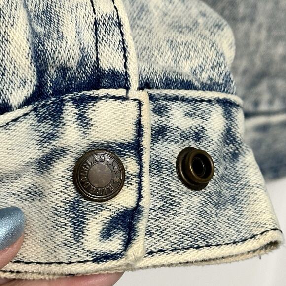 Vintage Acid Wash Denim Jean Bomber Jacket Y2K Ruth Douglas Floral Size Medium - Picture 12 of 15